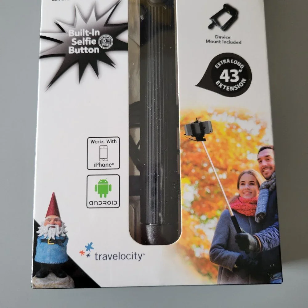 NEW Travelcity Connect & Shoot Selfie Stick for iPhone and Android Phones Black